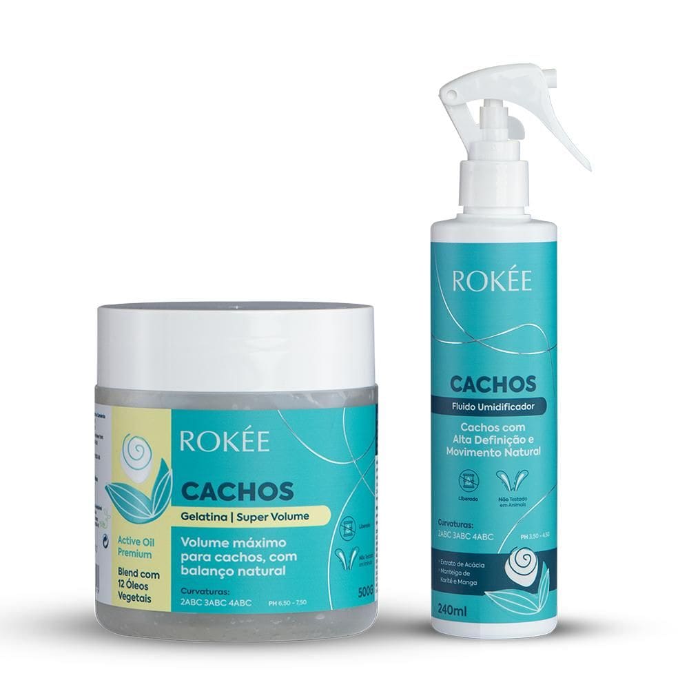 Kit ROKÉE Gelatina Volume 500g + Fluído 240ml Cachos