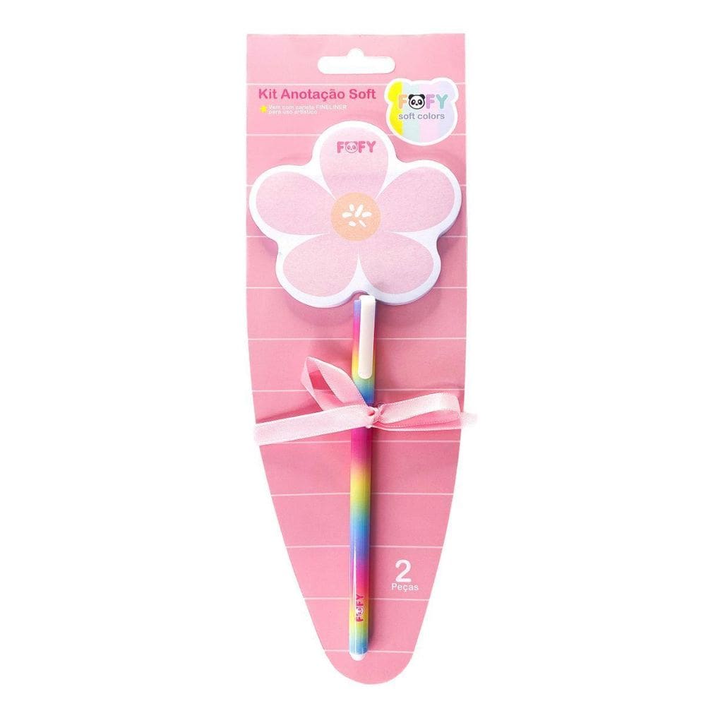 Kit Presente Papelaria Caneta E Bloco Anotaçoes Rosa