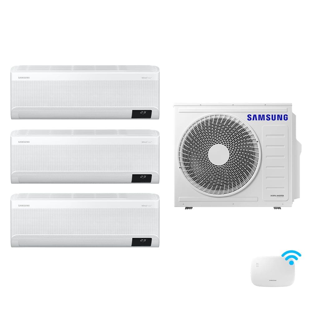 Samsung Tri-Split WindFree 28.000 BTUs (Hi Wall 3x9.000) Quente/Frio com WiFi - 220V
