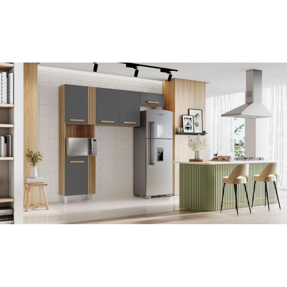 Armário De Cozinha Juma Atacama/ Grafite - Aramoveis