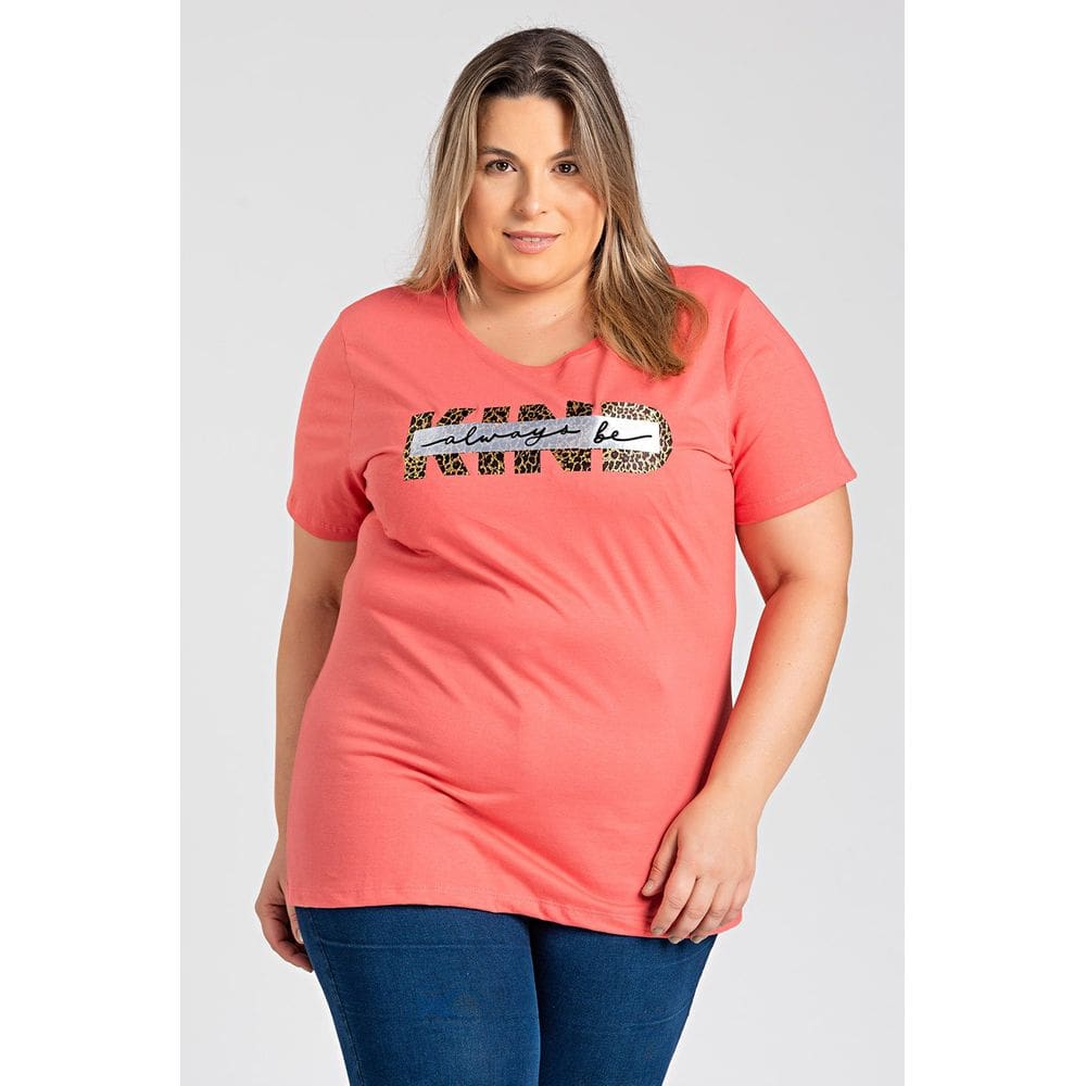 T-shirt Feminina Plus Size Malha Algodão Estampada \"Always be\" - Serena