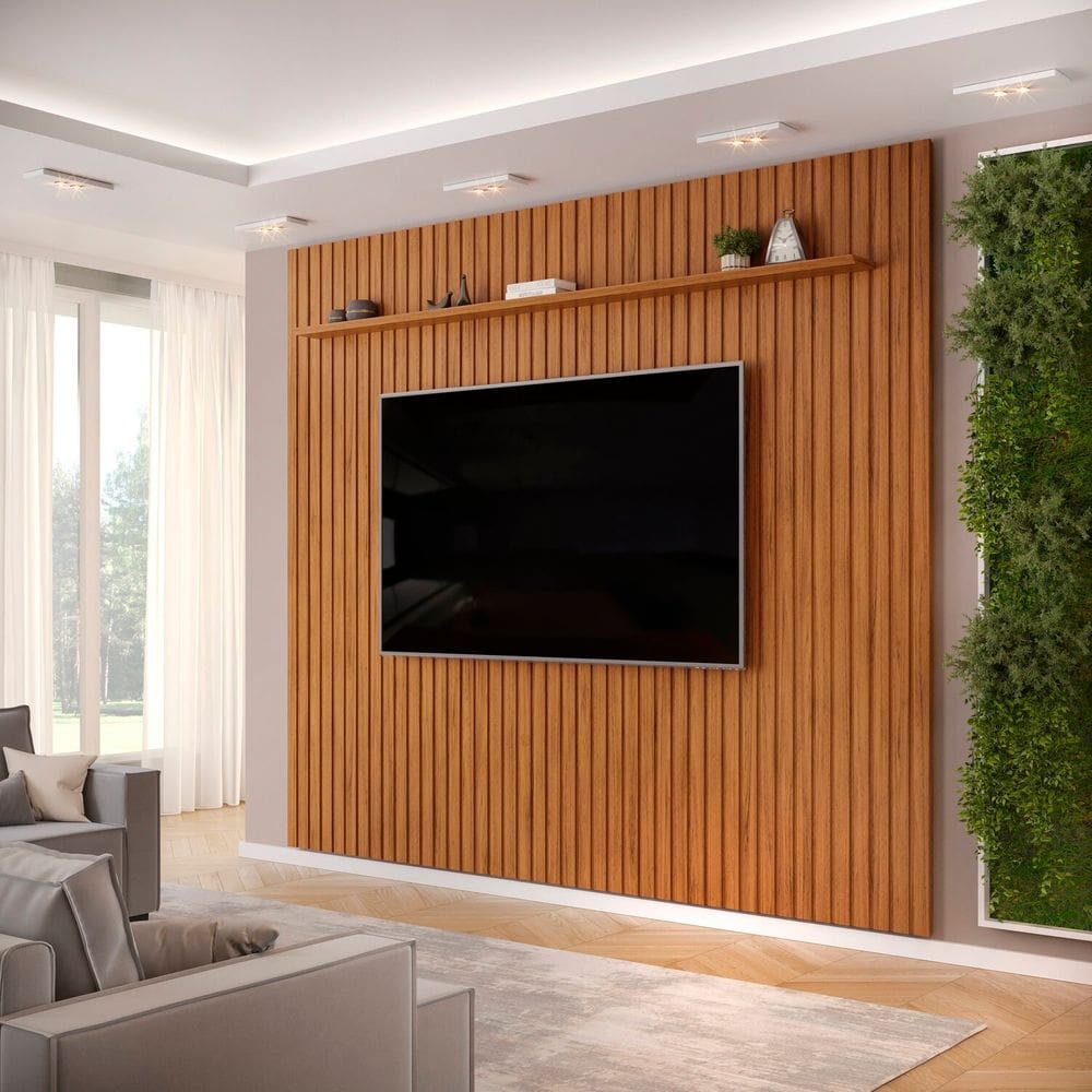Painel Ripado Trento 275x240cm em Mdf Freijó