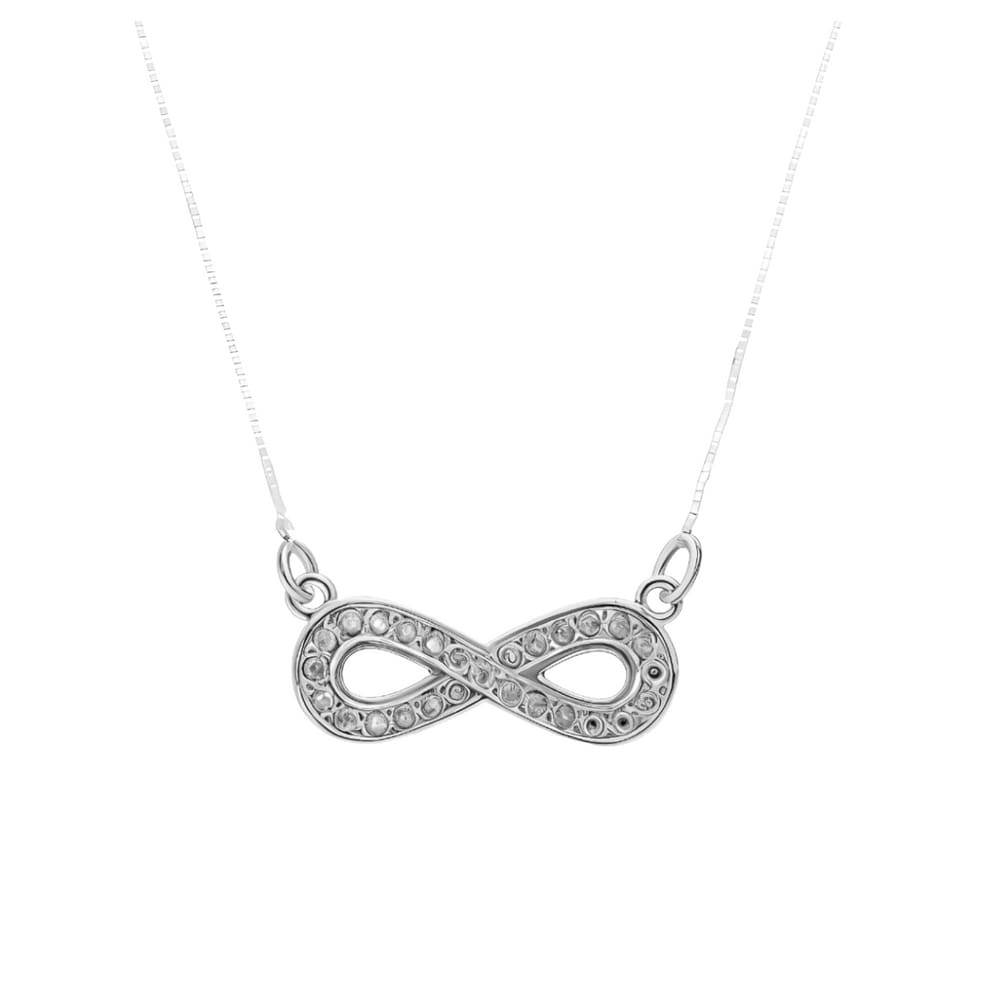 Colar Feminino De Prata 925 Símbolo Do Infinito Cravejado