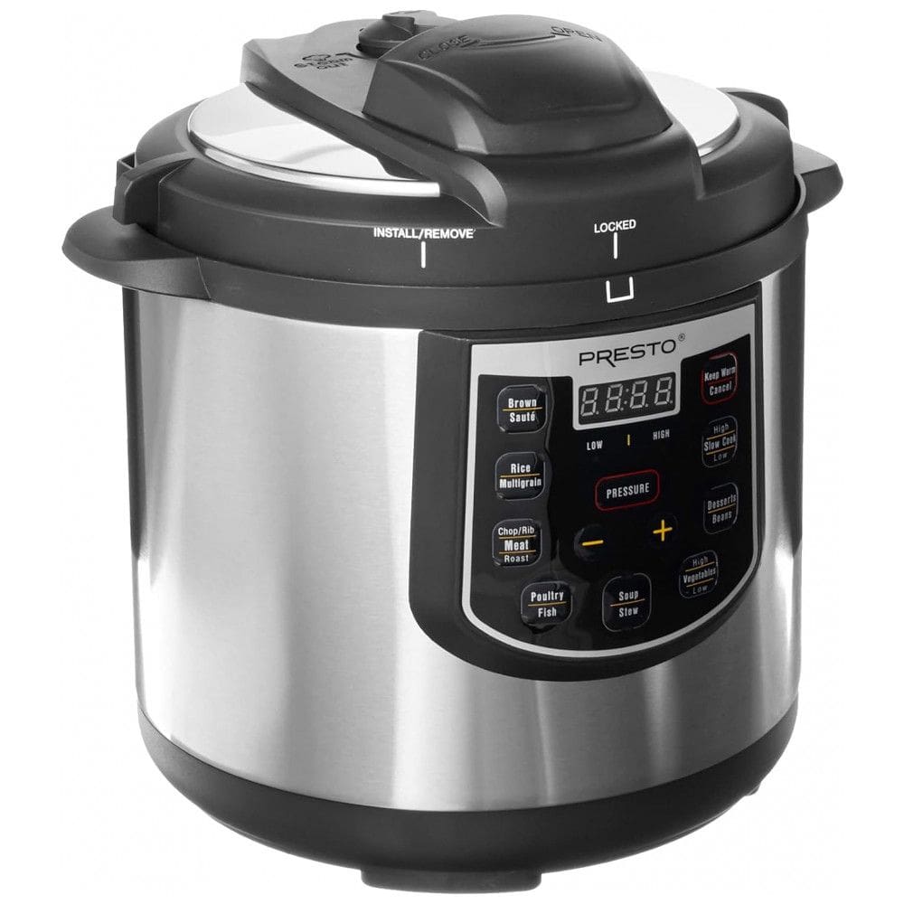 Panela de Pressão Elétrica 6L Multifunções com Painel Digital, 110V 1005W, PRESTO 02141, Prateado