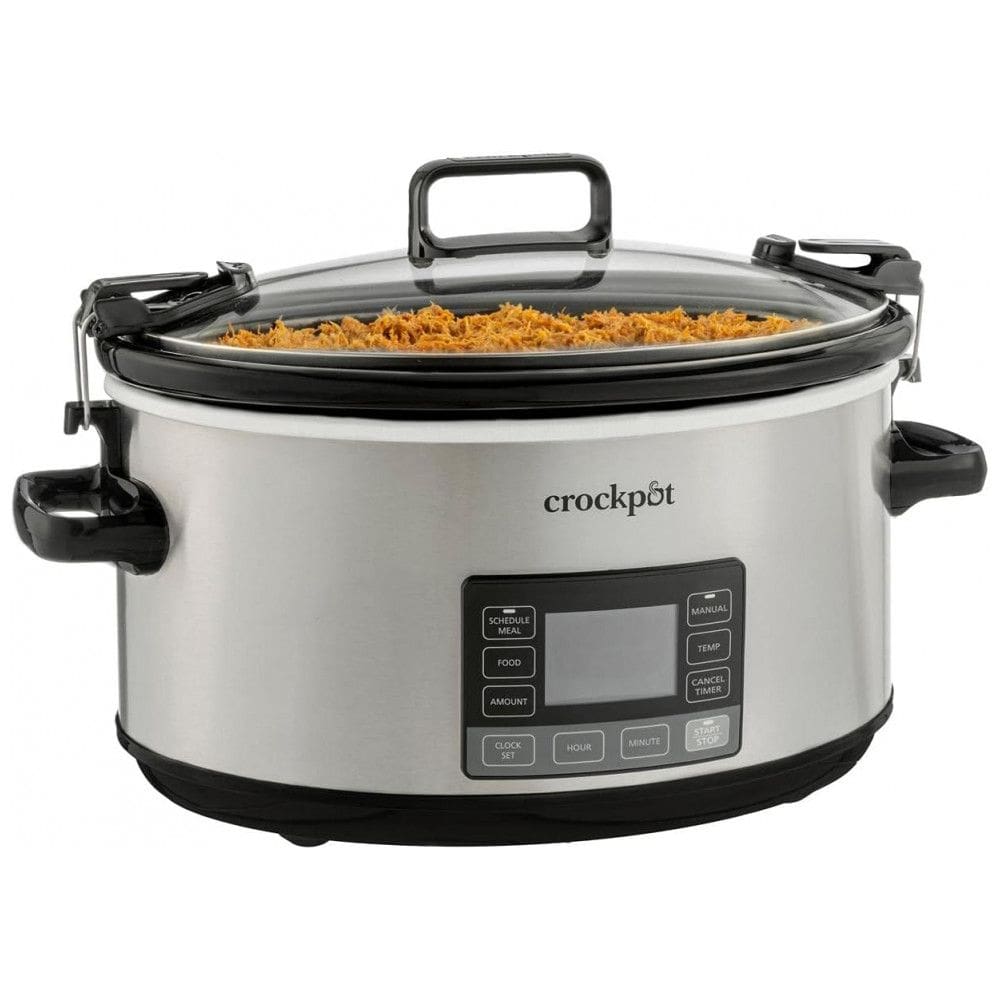 Panela Elétrica Multifuncional 7L Portátil com Temporizador e Tampa de Travamento, 110V 1500W, Crock Pot, Prata