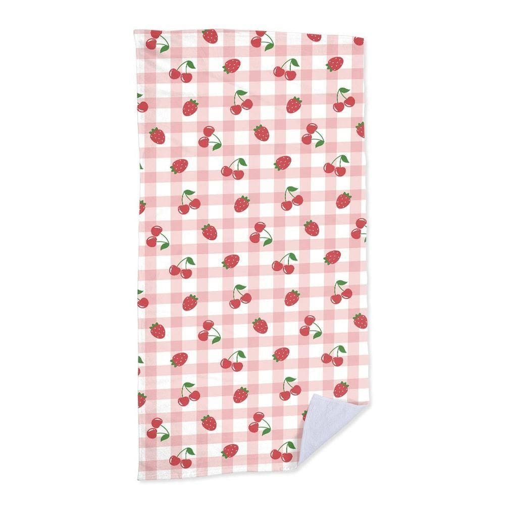 Toalha De Praia Xadrez Cherry Strawberry