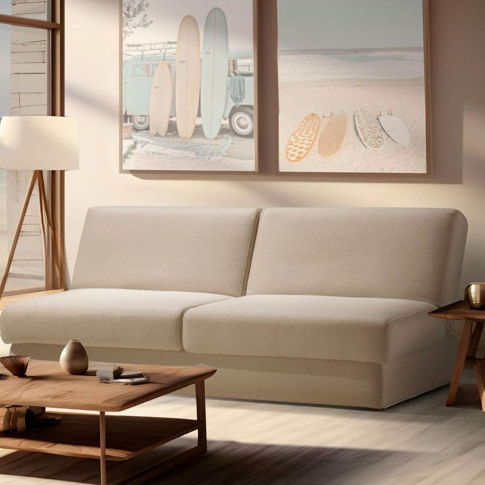 Sofá Cama Easy Casal com Bau Tec 1429 Bege