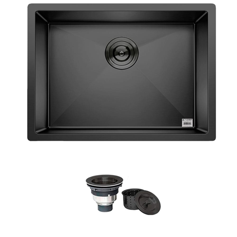 Cuba Preta Quadrada Inox  Cozinha Pia Embutir Sobrepor Gourmet 5040 Premium Com Válvula