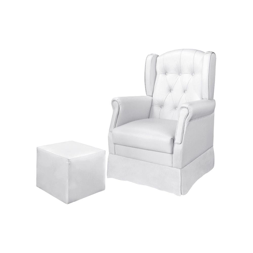 Poltrona Amamentação Balanço + Puff Letícia Corino Branco