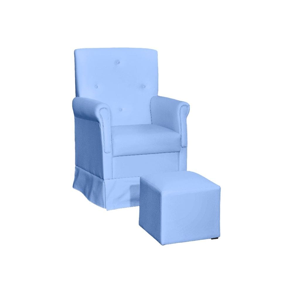 Poltrona Amamentação Balanço + Puff Suzi Corino Azul