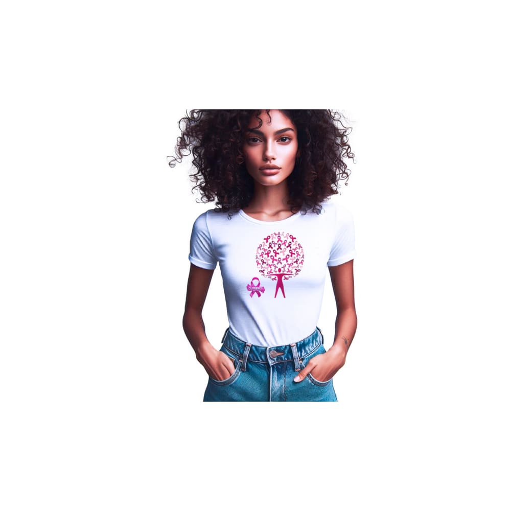 Camisetas de Poliester Branca Personalizadas Outubro Rosa
