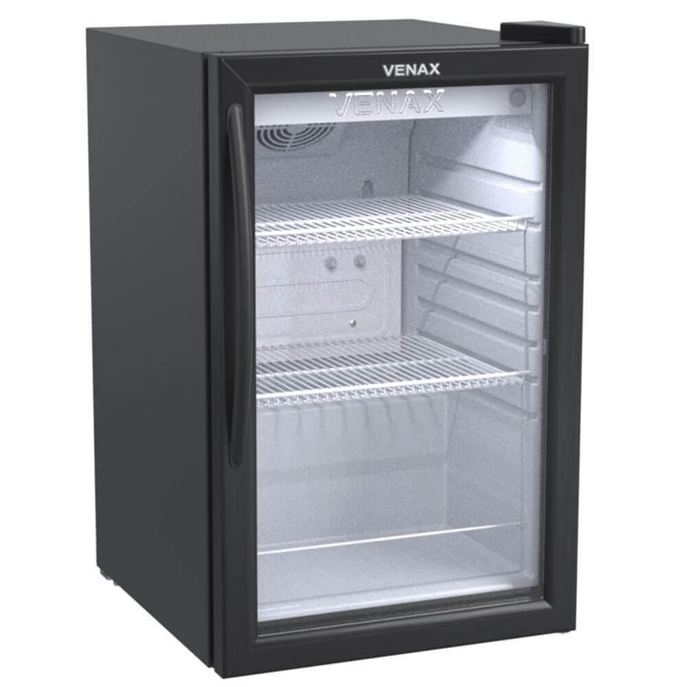 Expositor De Bebidas Venax 100 Litros VV Led Branco Preto Fosco 127V 25926