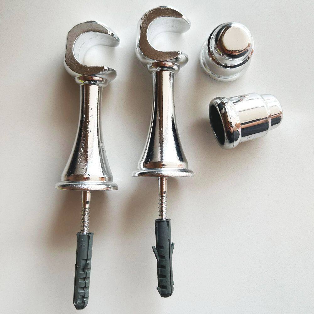 Kit 2 Suporte P/ Varão Cortina Com Ponteira 19mm Cromado