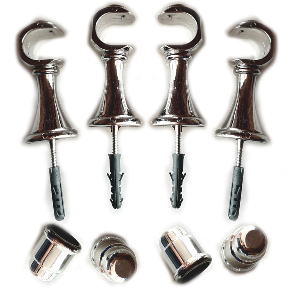Kit 4 Suporte P/ Varão Cortina Com Ponteira 28mm Cromado