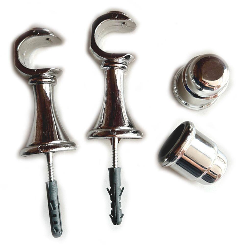 Kit 2 Suporte P/ Varão Cortina Com Ponteira 28mm Cromado