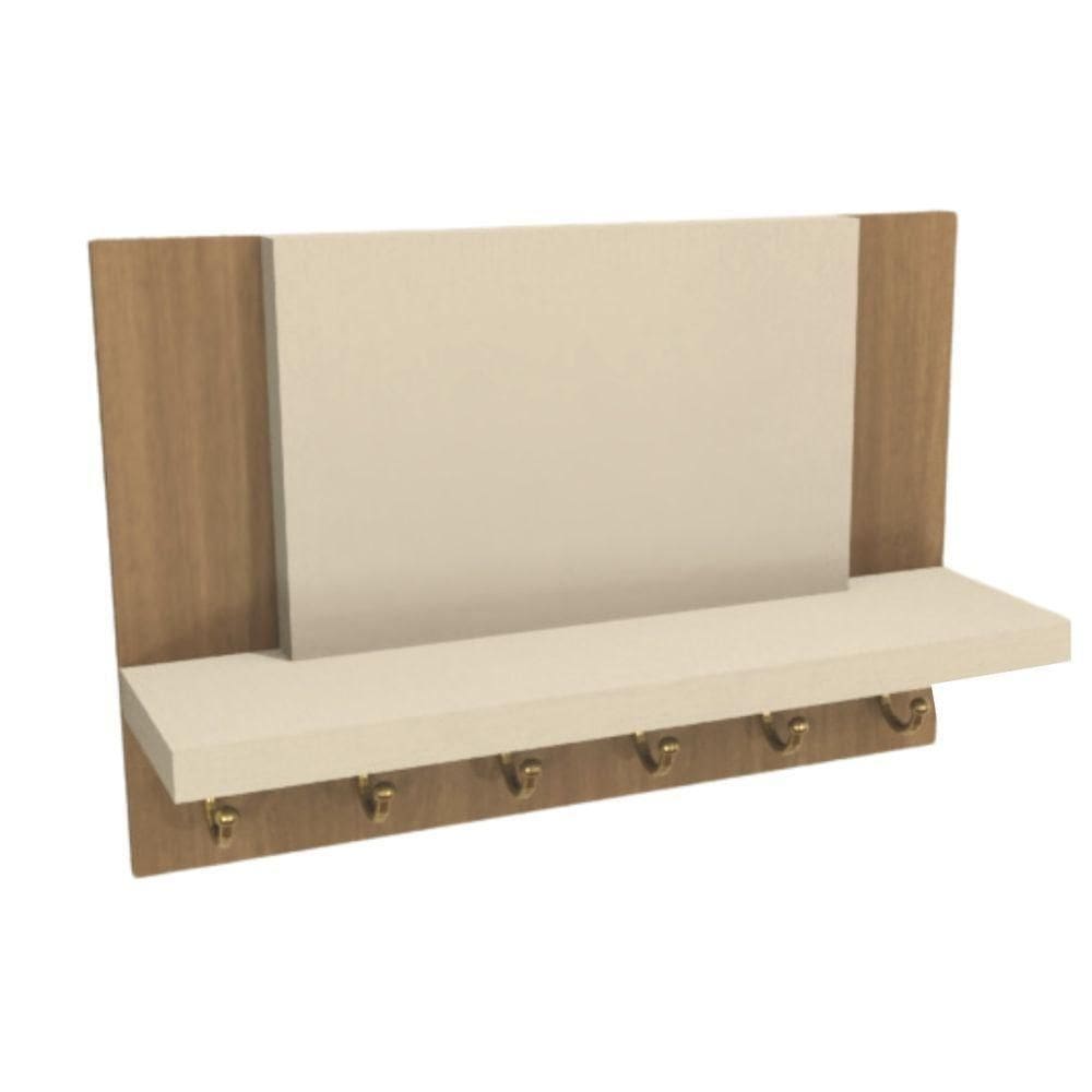 Porta Chaves E Acessórios Mdf Branco E Amadeirado