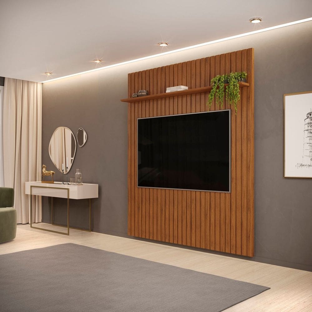 Painel Ripado Trento 183x2,40cm em Mdf Freijó