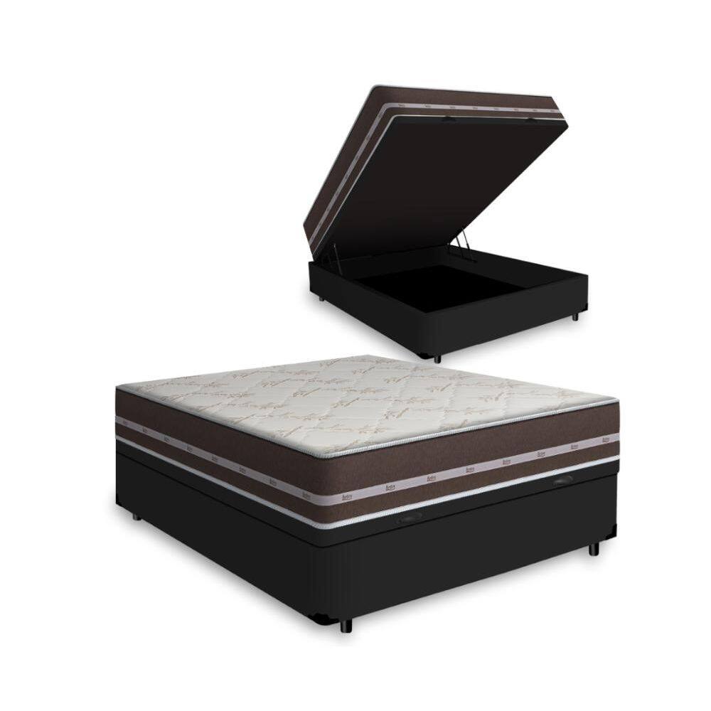Cama Box Com Baú Casal + Colchão De Molas - Anjos - Classic Superlastic 138x188x62cm