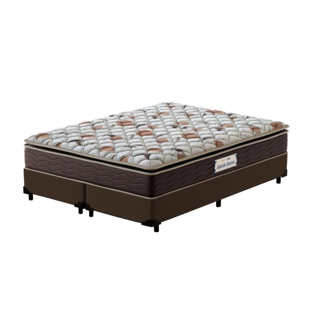 Cama Box Super King Marrom + Colchão de Espuma D45 Probel GuardaCostas ProForce Plus 193x203x63cm