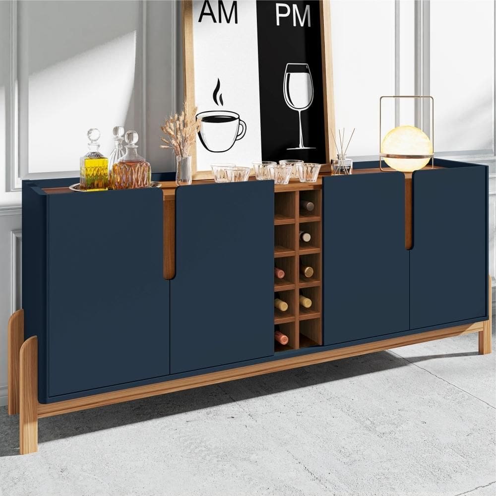 Buffet 4 Portas Adega Ranger Azul Cobalto Cedro
