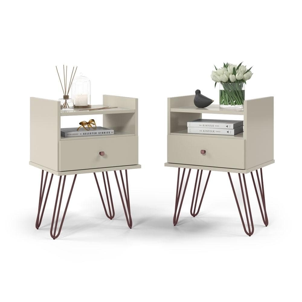 Conjunto Mesa de Cabeceira Monet Off White