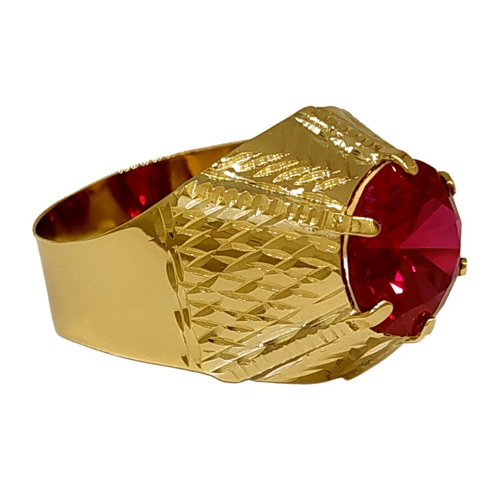 Anel Em Ouro 10k 416 Masculino Pedra Redonda Cores