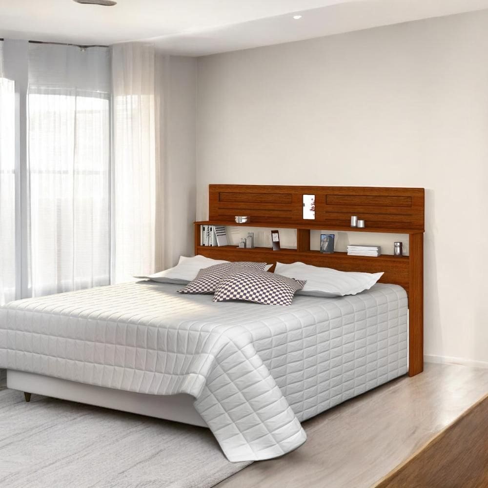 Cabeceira Elegante Bergen Queen Cinamomo e Off White