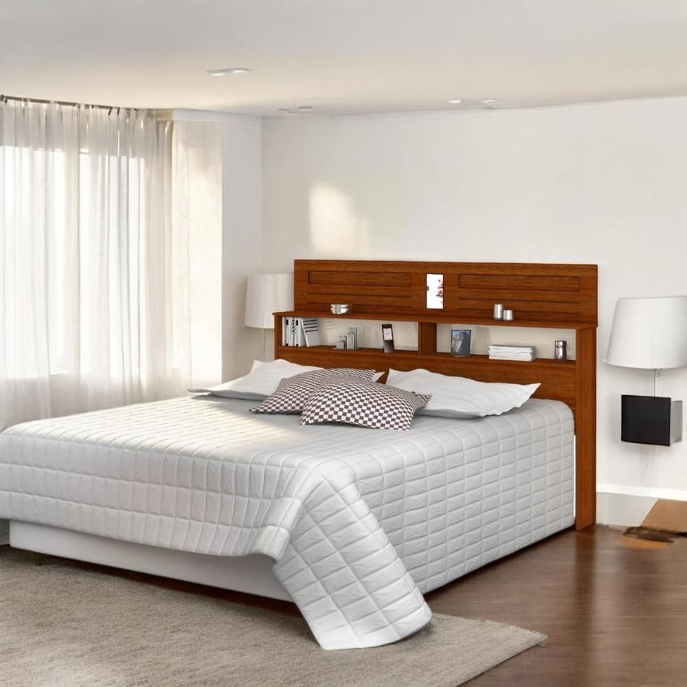 Cabeceira Elegante Bergen Solteiro Cinamomo e Off White