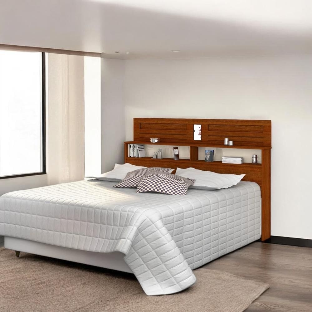 Cabeceira Elegante Bergen Casal Cinamomo e Off White