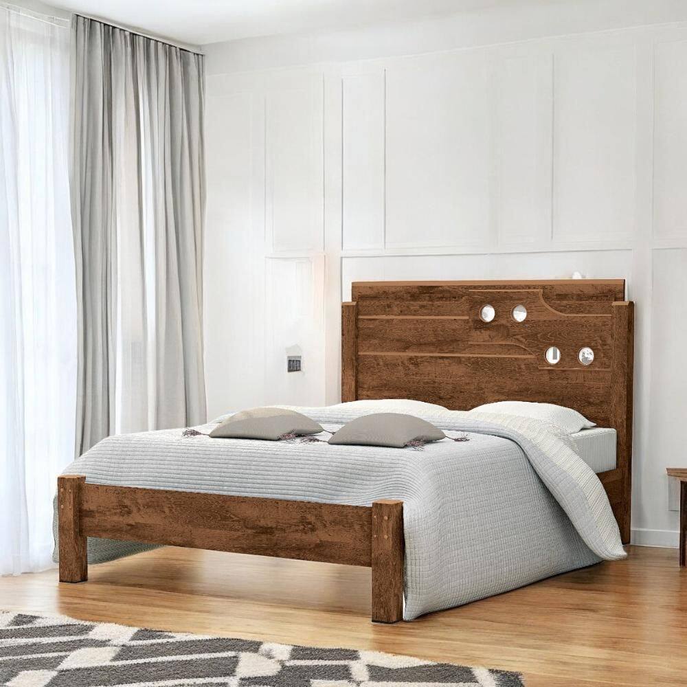 Cama Casal com Aplique Espelho Colônia Malbec