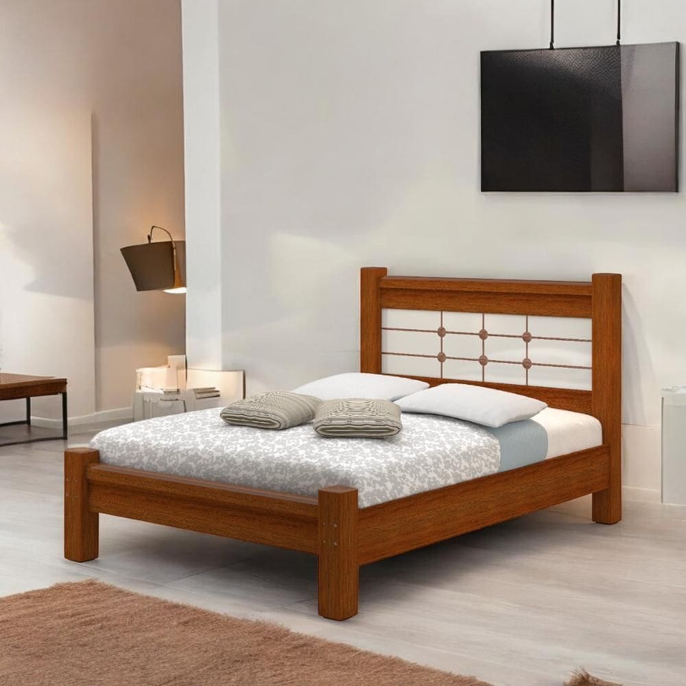 Cama Casal Moderna Verona Cinamomo e Off White
