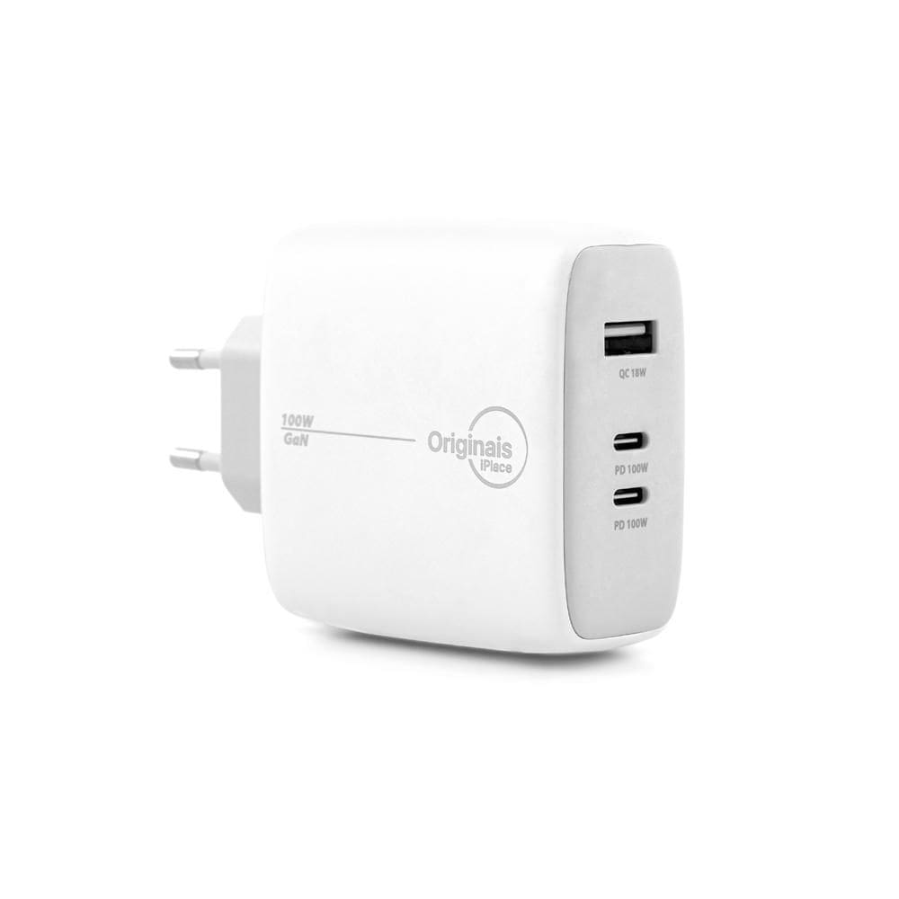 Carregador USB + 2xUSB-C GaN, 100W, Linha Sampa, Originais iPlace
