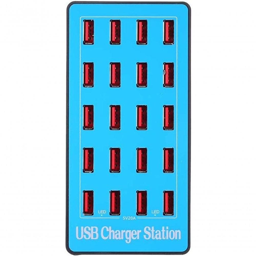 Estação Carregamento Inteligente 20 Portas Usb Adaptador De Energia De Compatibilidade Universal