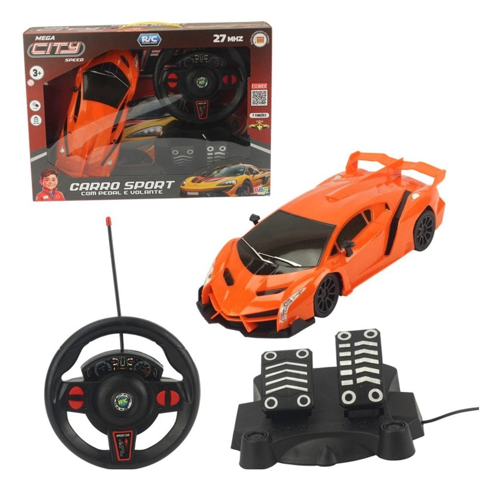 Carrinho de Controle Remoto 7 Funções C/ Pedal e Volante- BBR Toys