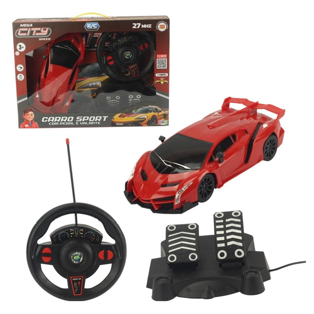 Carrinho de Controle Remoto 7 Funções C/ Pedal e Volante- BBR Toys