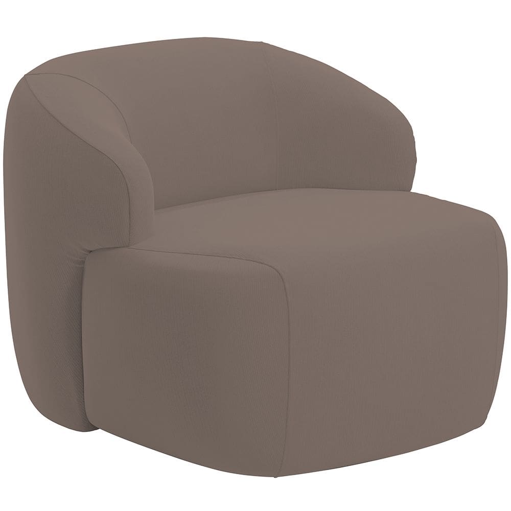 Poltrona Decorativa Fixa Orgânica Para Sala Living Barolo L06 Veludo Marrom - Lyam Decor