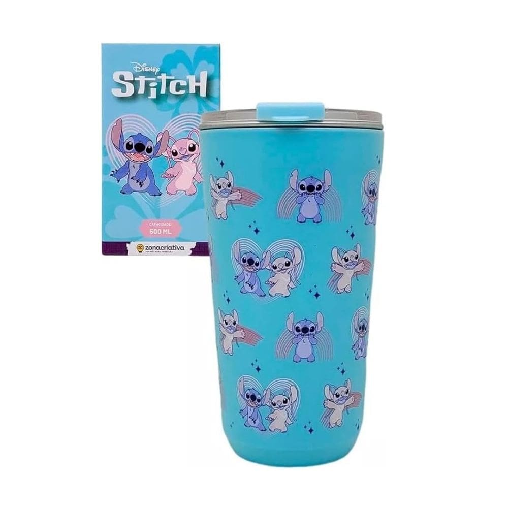 Copo Sky Stitch E Angel Namorados 500ml - Zona Criativa