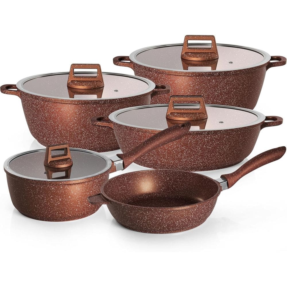 Jogo De Panelas Premium 5 Peças Moda Do Chef Graniflon Cobre