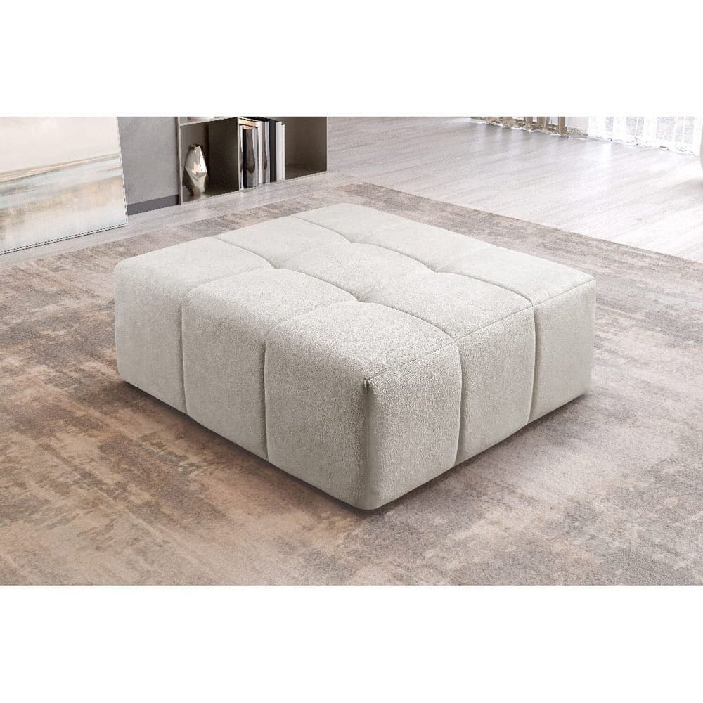 Puff Box para Sala de Estar Bouclé Nude