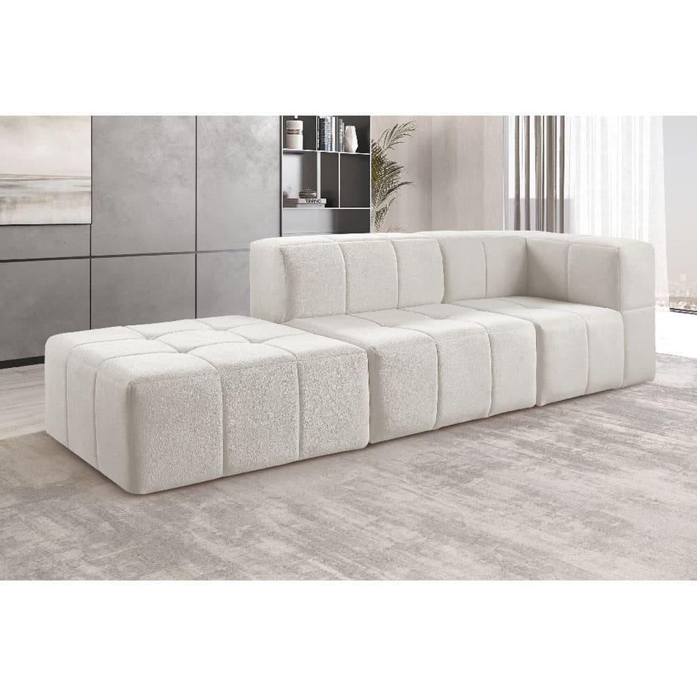 Sofá Box 3 Lugares Bouclé 258cm X 65cm X 86cm Nude