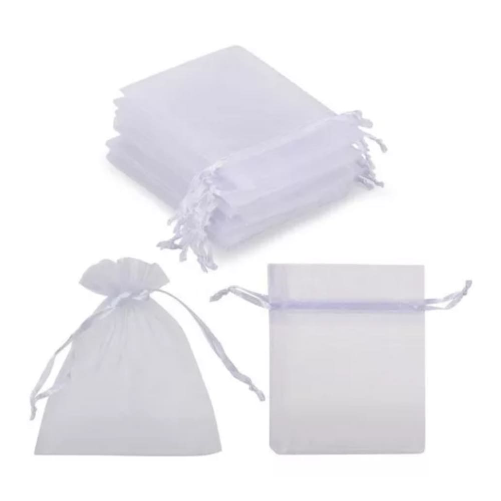Kit 100 Unid Sacos Organza 7x9 Branco Tule Festa Lembrança