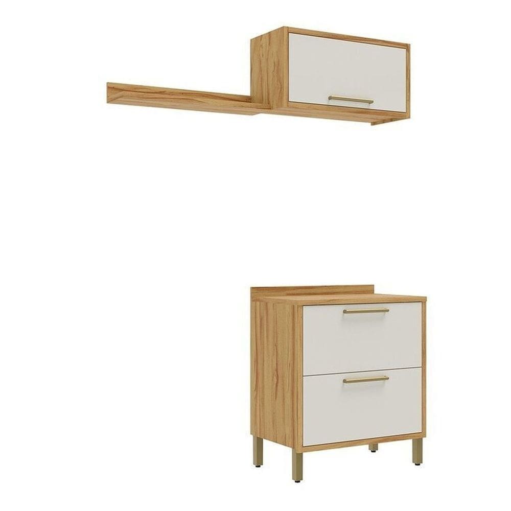 Conjunto para Lavanderia com 3 Peças 100% Mdf Vicenza Espresso Móveis Amêndoa/Off White
