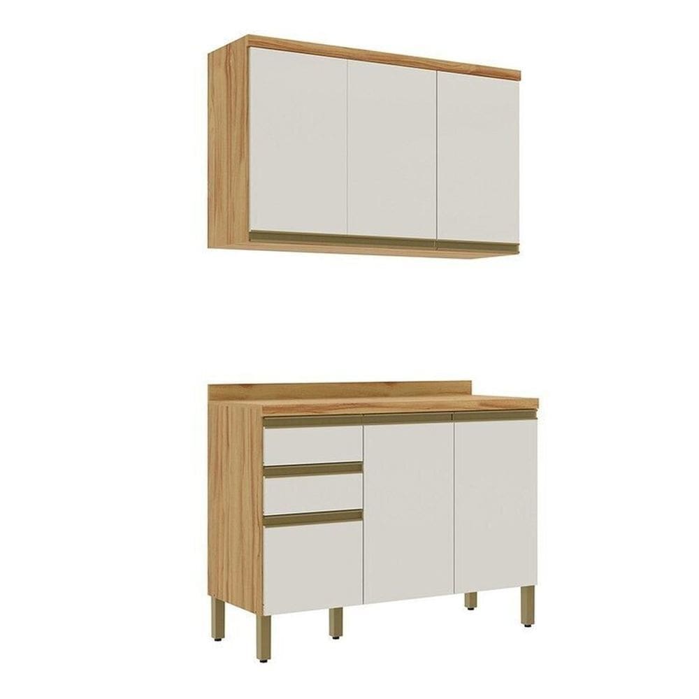 Conjunto para Lavanderia com 2 Peças 100% Mdf Madri Espresso Móveis Amêndoa/Off White