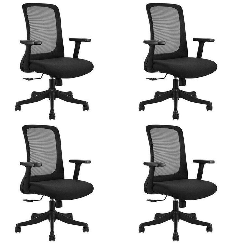 Conjunto com 4 Cadeiras para Escritório Diretor Boston Office Nr17 Preto