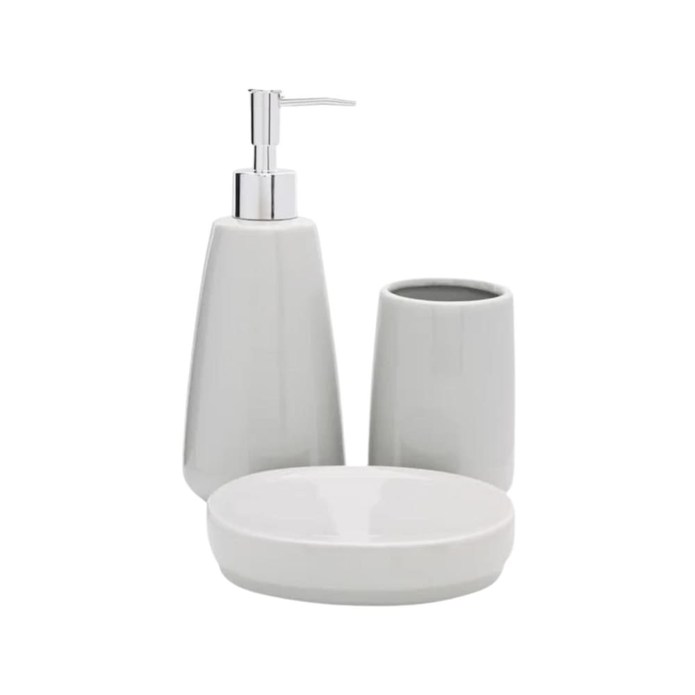 Conjunto Para Banheiro Em Cerâmica Pale Com 3 Peças Mimo Style Pale Grey