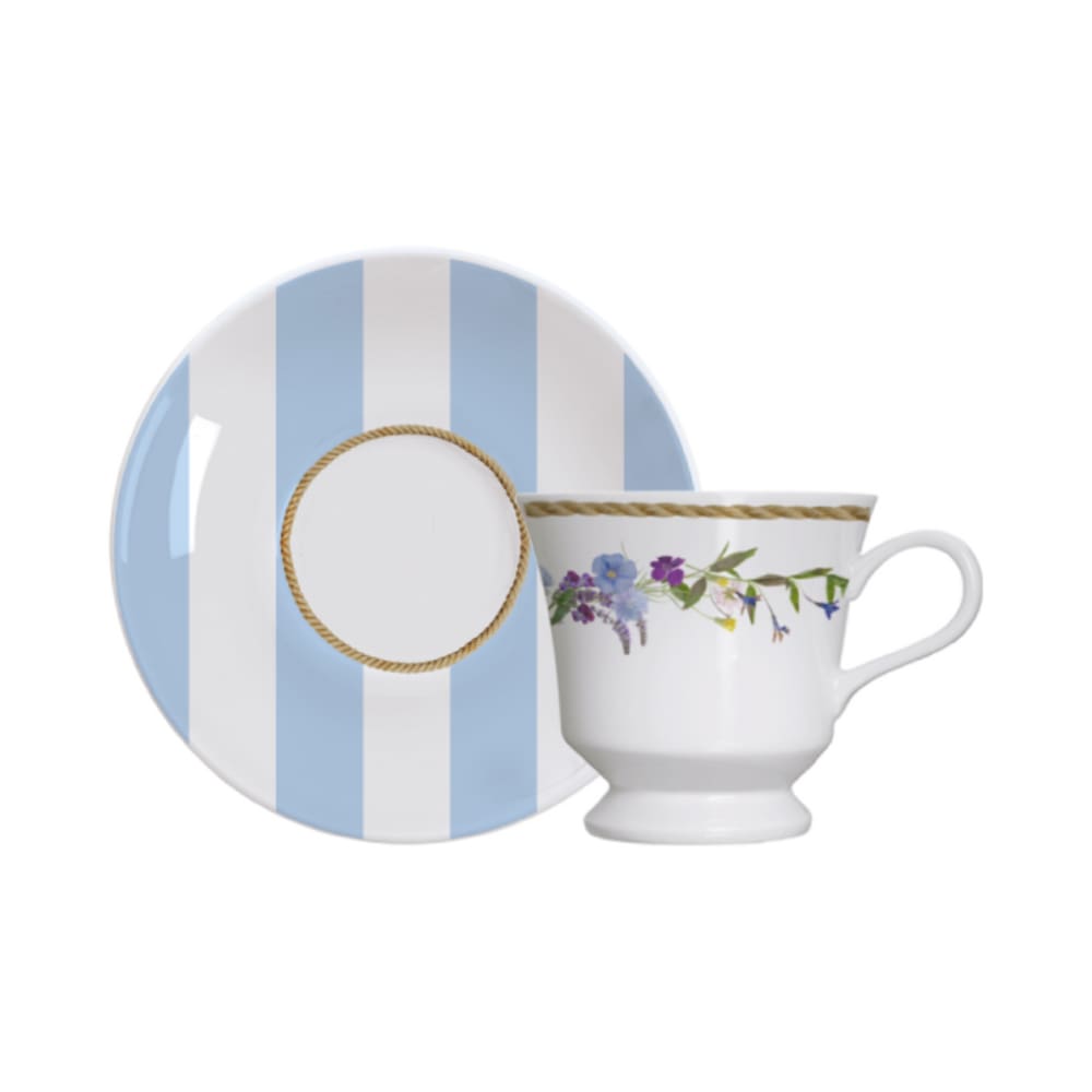 Conjunto De Xícaras Para Café Com Pires Em Porcelana Floral Chic Com 12 Peças 80ml Germer