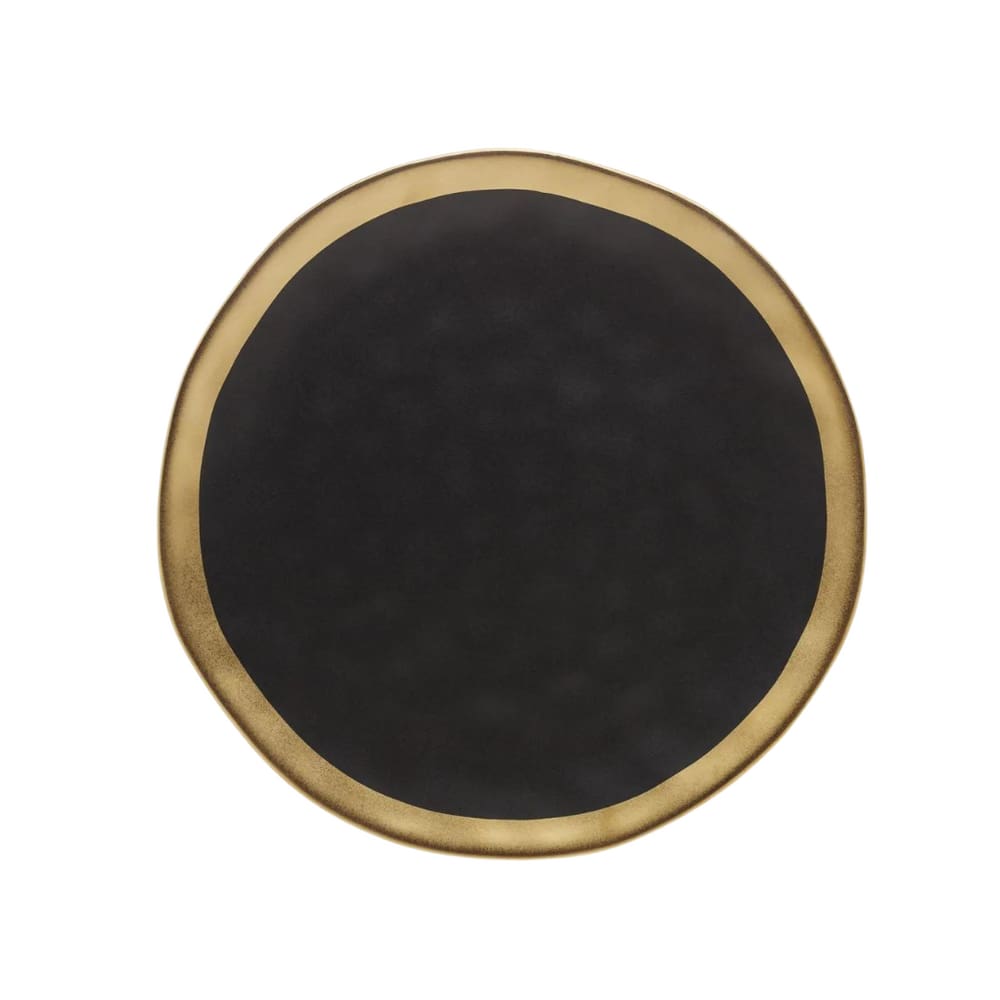 Prato Sobremesa Em Porcelana Dubai 21cm Wolff Preto e Dourado
