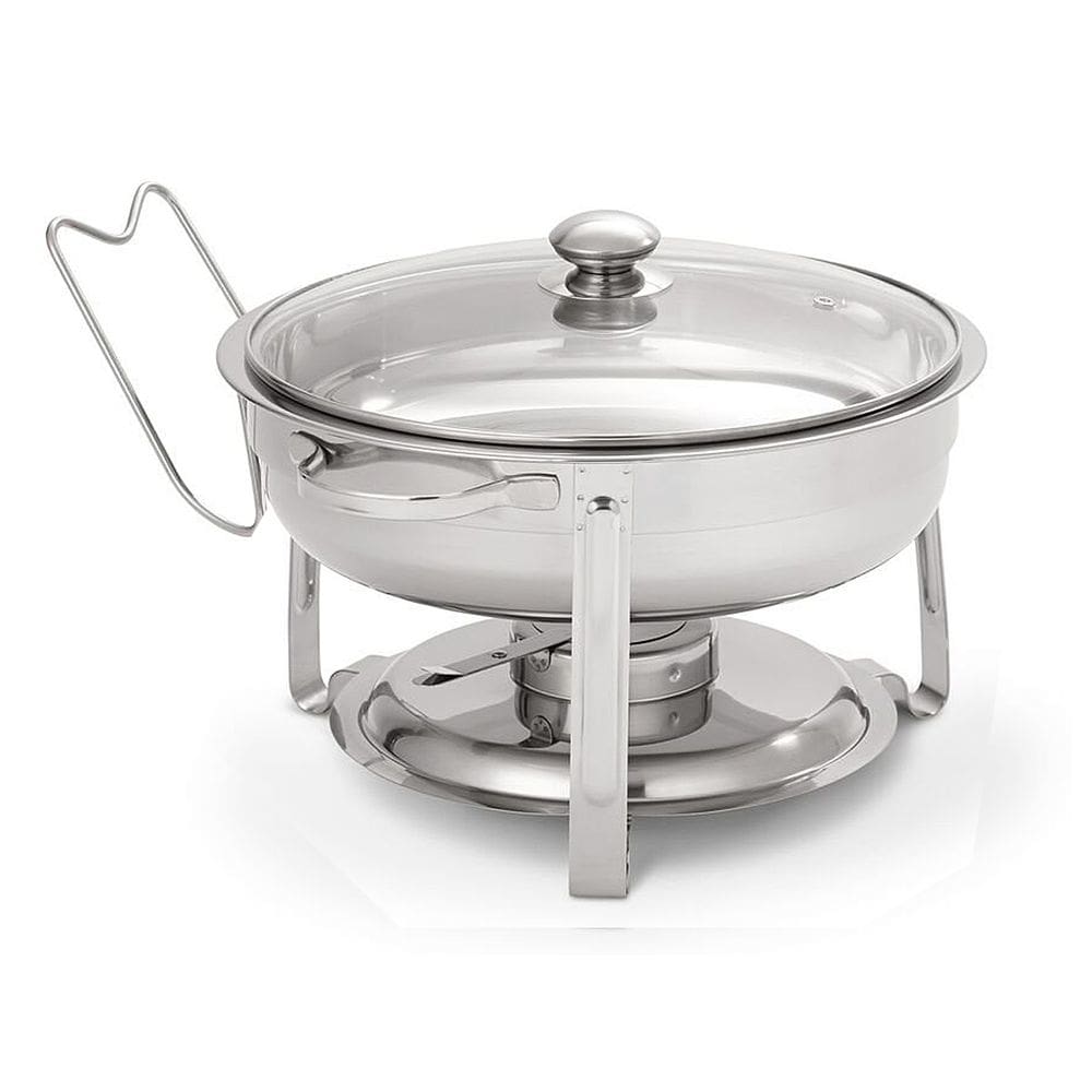 Rechaud Redondo 3,5 L Inox Banho Maria Tampa Vidro e Suporte