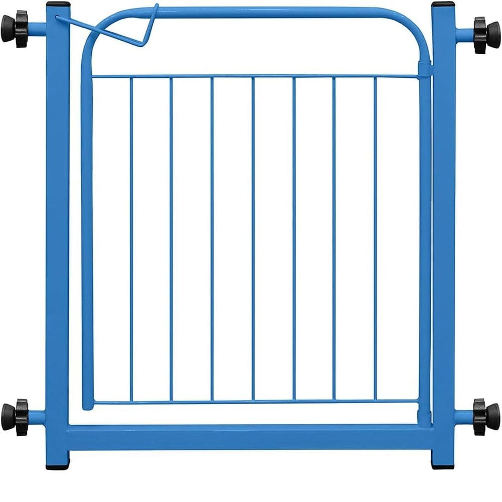 Portão Portãozinho 69cm Pet Portátil Dobrável Azul Com Prolongador