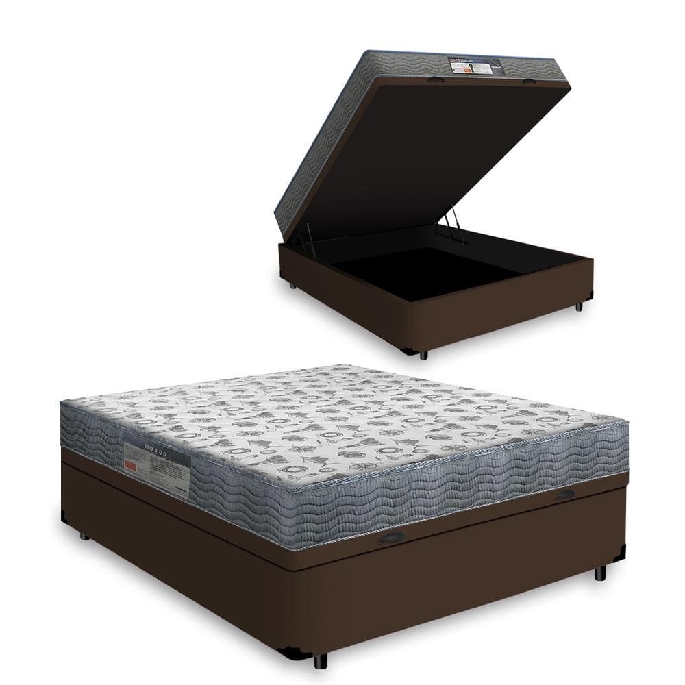 Cama Box Com Baú Casal + Colchão D33 - Ortobom - ISO 100 138x188x60cm
